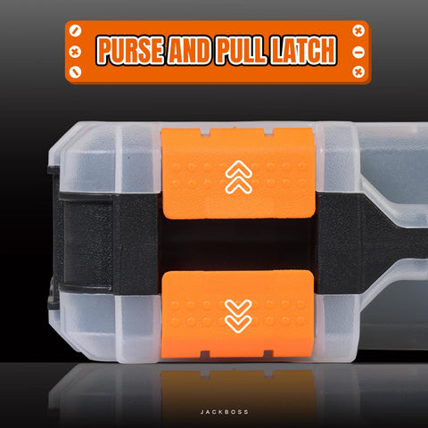 Jack Boss 34-compartment organizer keeps small items sorted.
