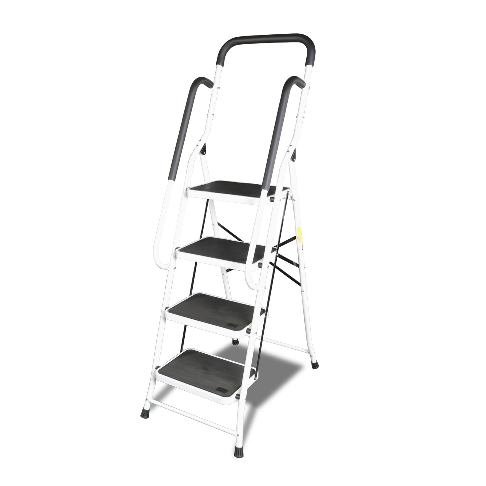 Jack Boss 4 Step Ladder folded for compact storage and easy transport.