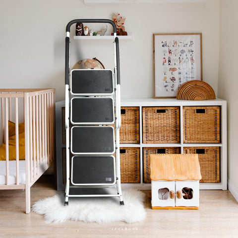 Jack Boss ladder suitable for kitchen, office, and garage tasks.