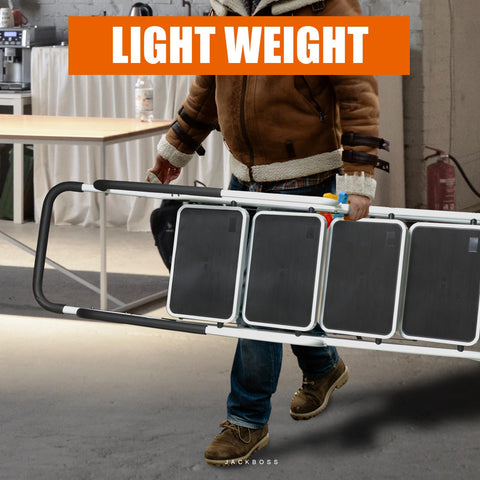 Jack Boss safety lock engaged for enhanced ladder stability.