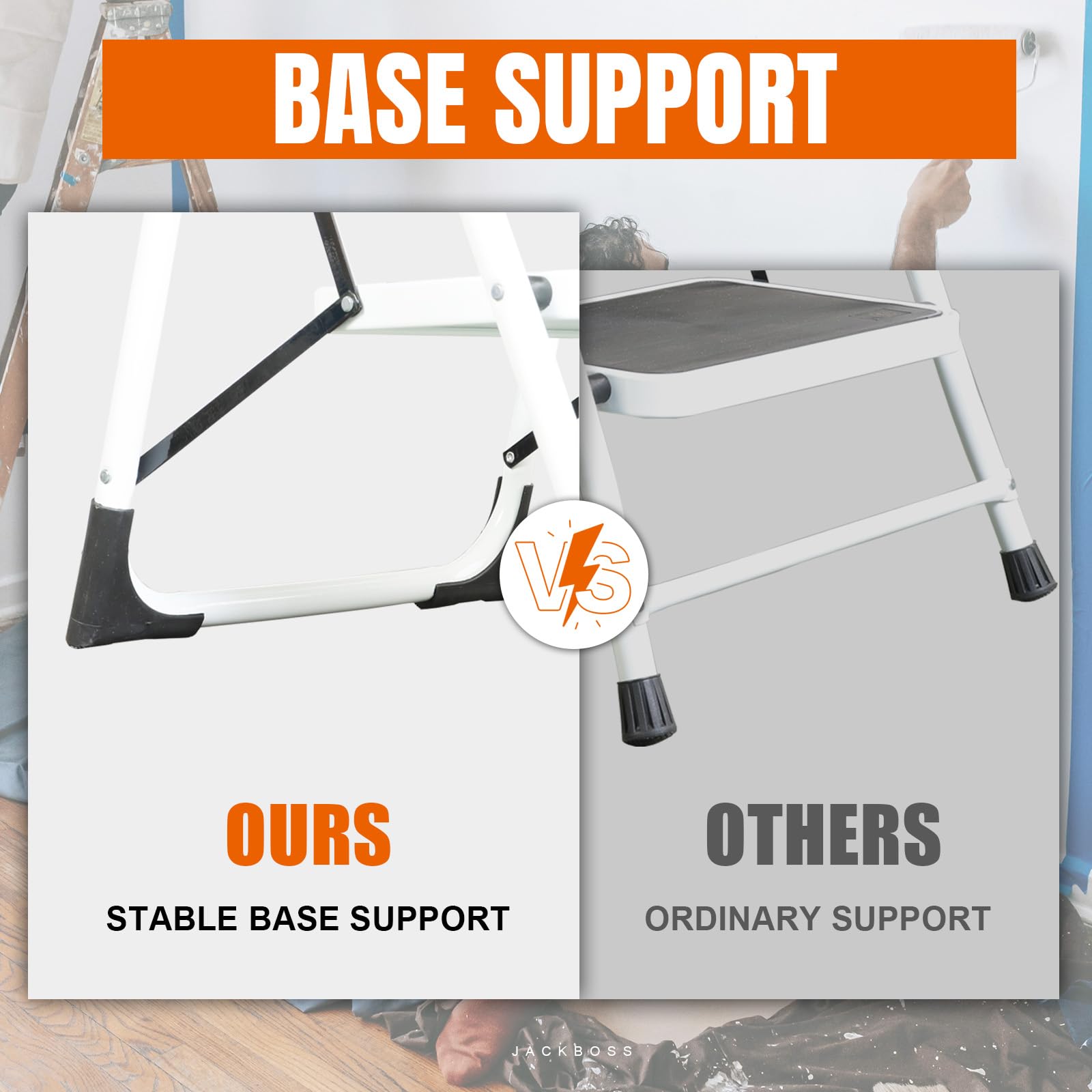 Jack Boss anti-slip pedal detail showing heel-to-toe support on each step.