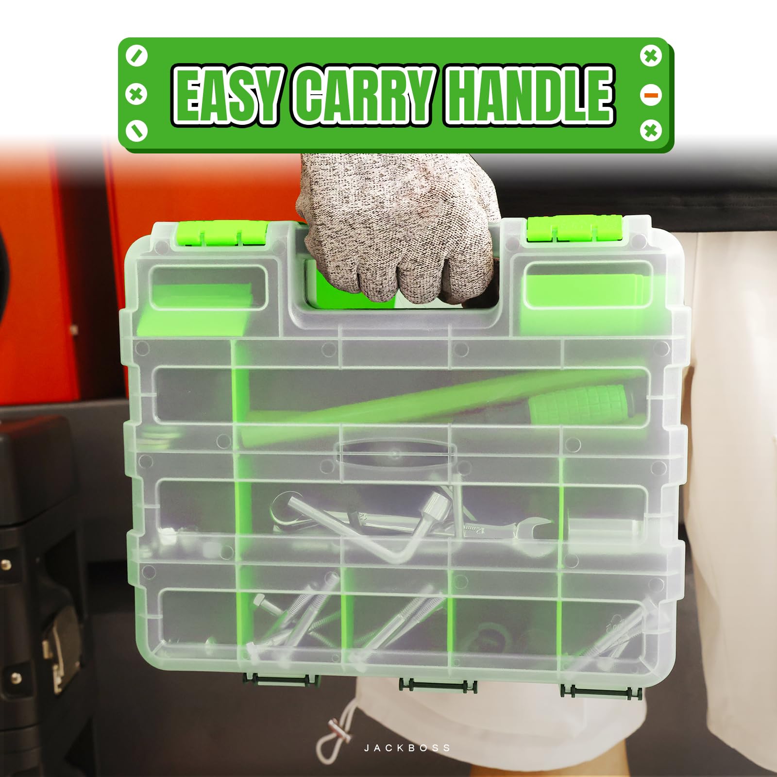 Clear lid lets you locate contents at a glance