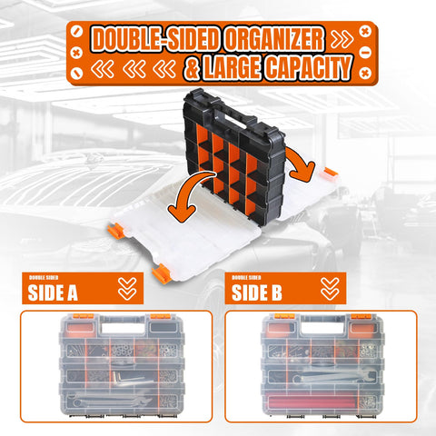 Jack Boss organizer outer dimensions 12.8 by 11 by 3.15 inches.