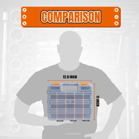 Jack Boss orange toolbox shows rugged construction for busy workshops.