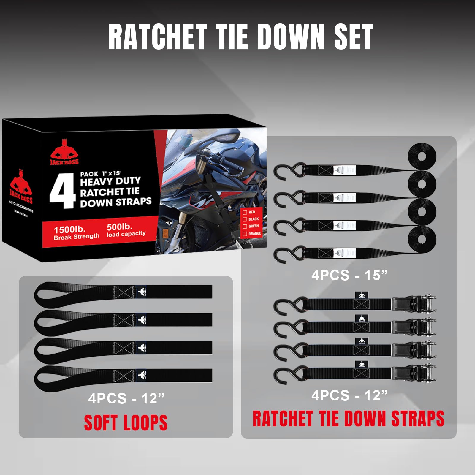 Close-up of coated S-hooks on Jack Boss straps.