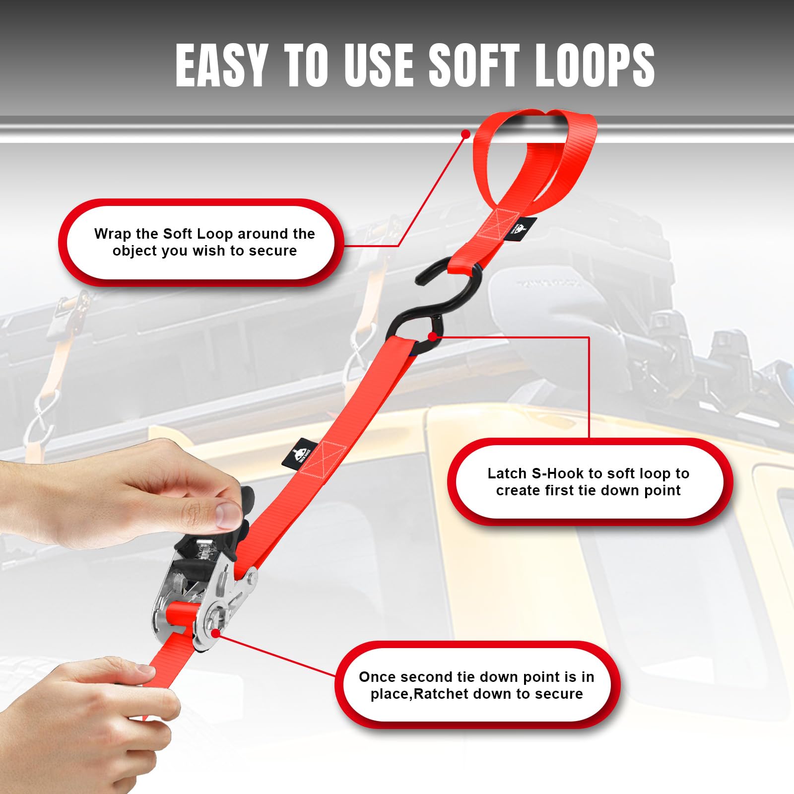 Jack Boss kit securing a load with multiple restraints