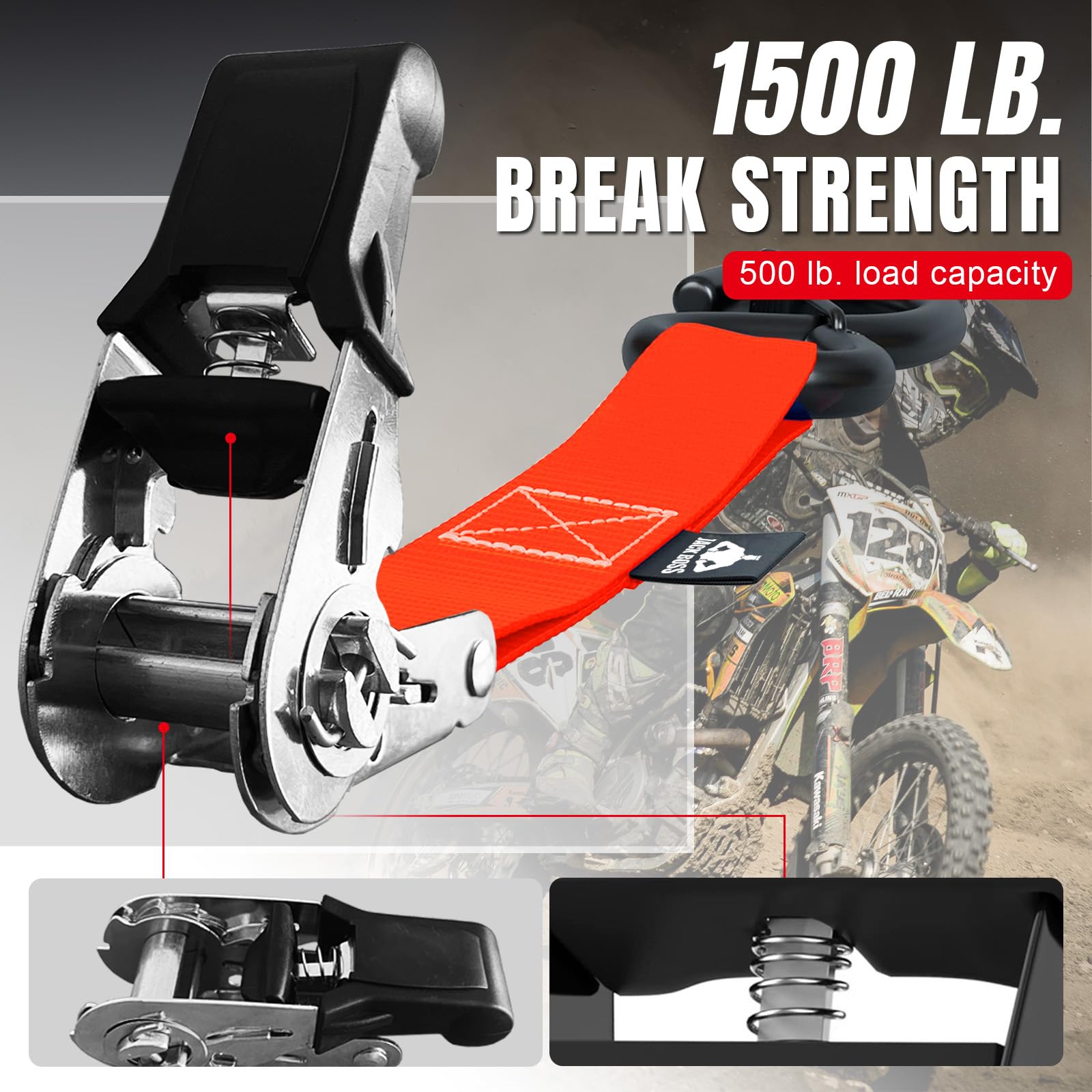 Jack Boss straps with soft loops provide flexible anchoring for awkward points