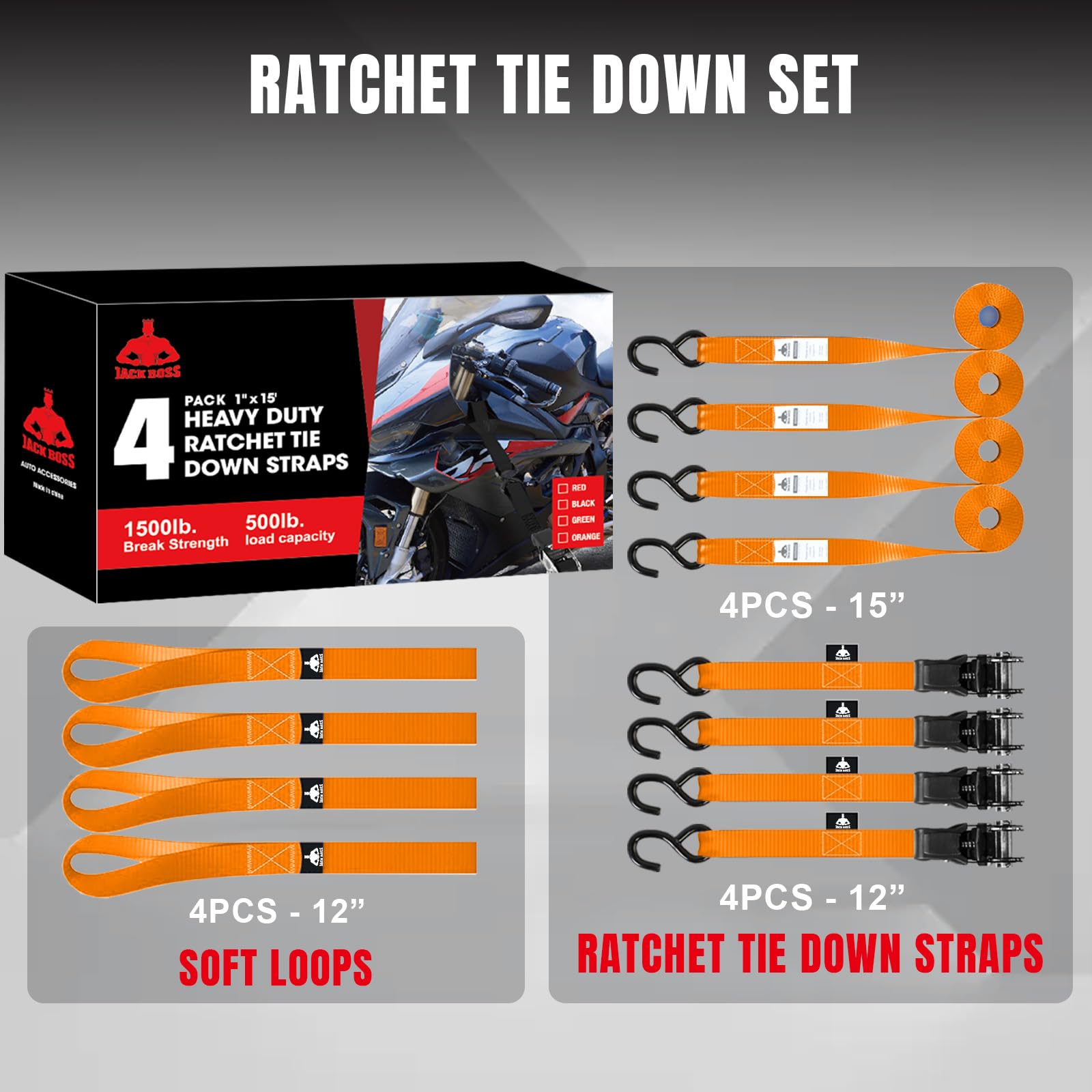 Padded ratchet handle from Jack Boss offers comfortable, controlled tightening.