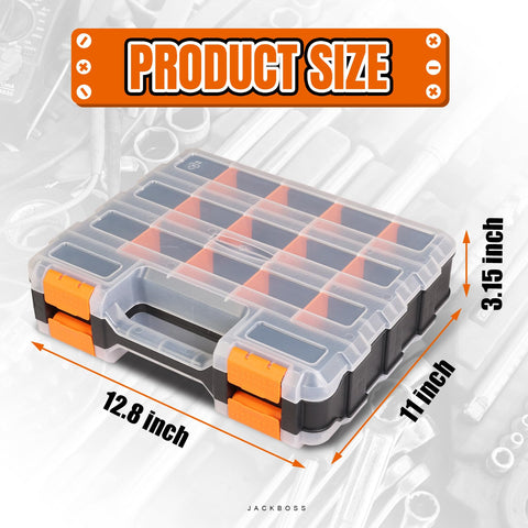 Jack Boss tool box double-side design provides extra storage space.
