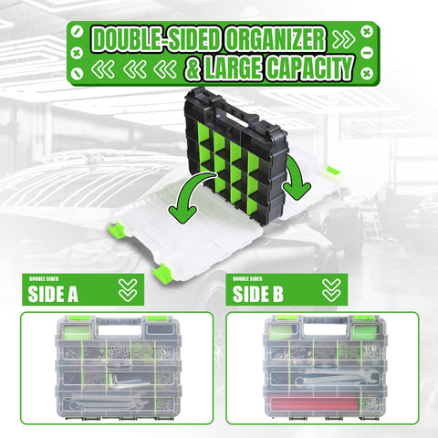 Jack Boss tool box on workbench provides durable, accessible organization.
