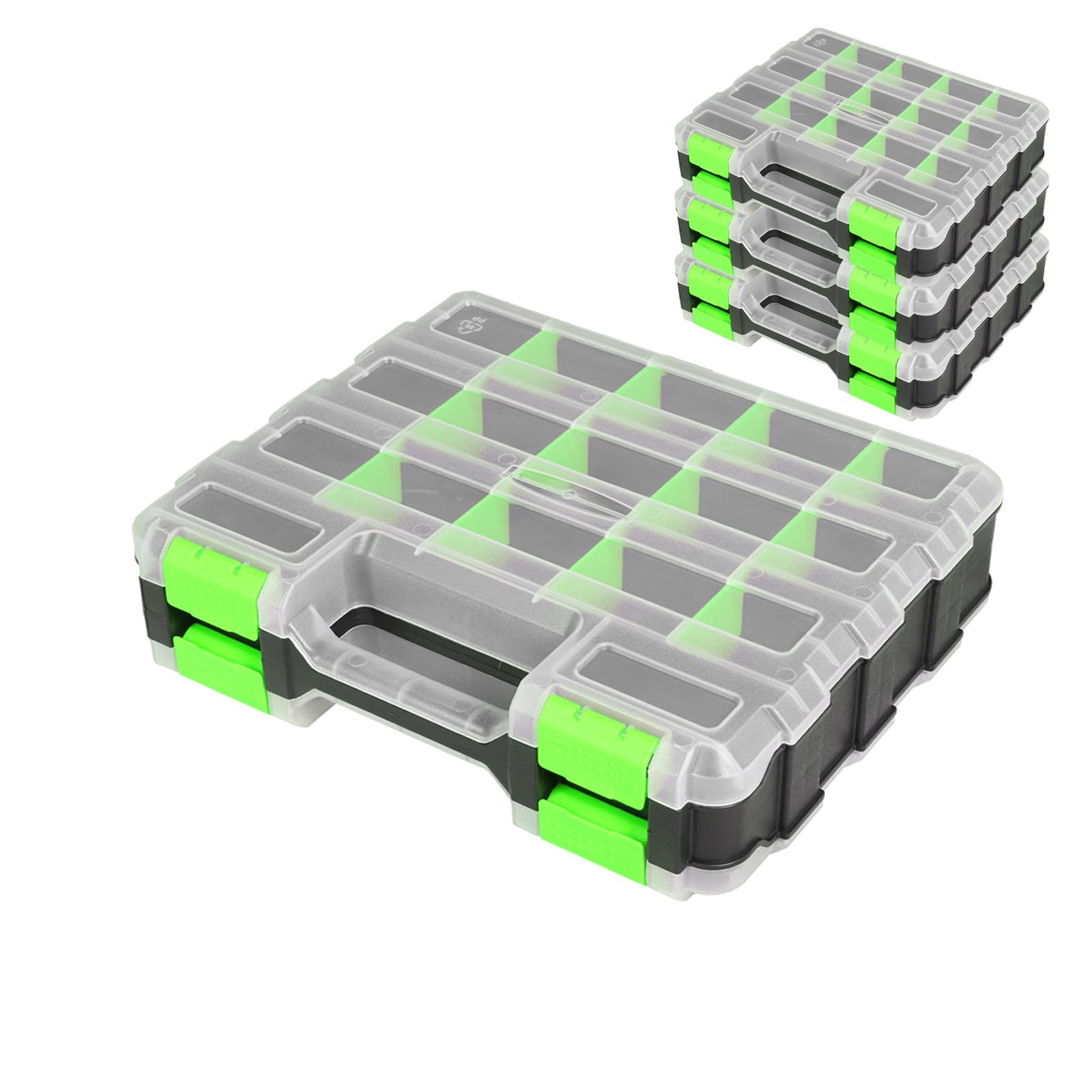 Jack Boss tool box with transparent lid for quick part identification