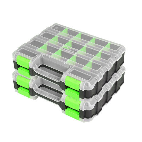 Jack Boss tool box with transparent lid for quick part identification.