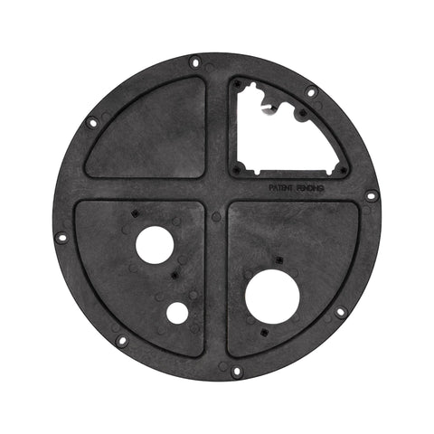 Jackel sump basin cover bolt circle 19.5 inches for stable mounting.