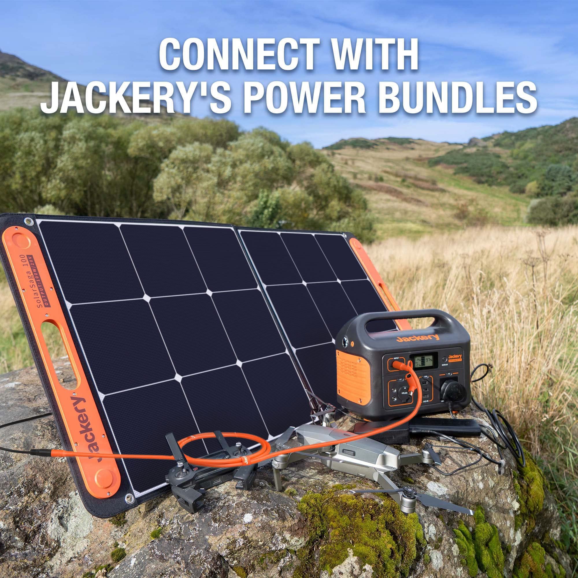 Jackery DC extension cable compatibility note: not compatible with SolarSaga 500X or 40W mini.