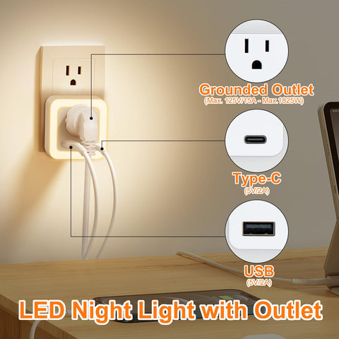 JackonLux night light with emergency battery provides steady illumination during power outages.