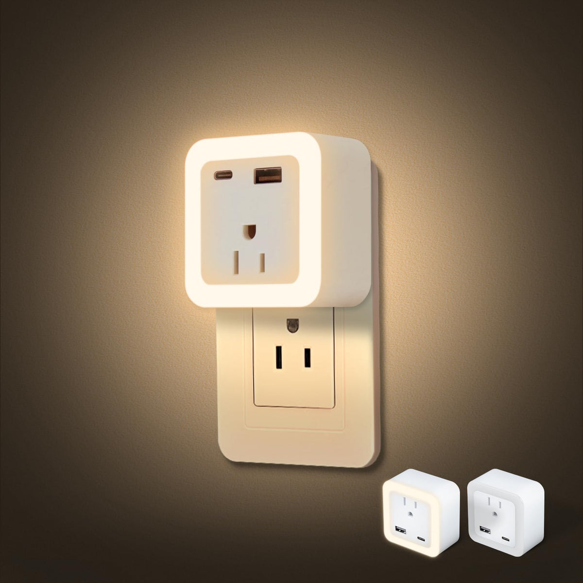 JackonLux night light plug-wall 2-pack glows softly for safe night navigation.