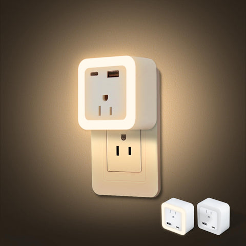 JackonLux night light plug-wall 2-pack glows softly for safe night navigation.