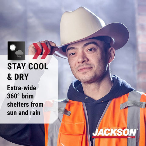 Jackson Safety Cowboy Hard Hat meets ANSI Z89.1 Type 1 Class E and OSHA standards