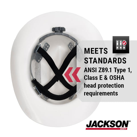 Close-up of the extra-wide brim on Jackson Safety Cowboy hard hat