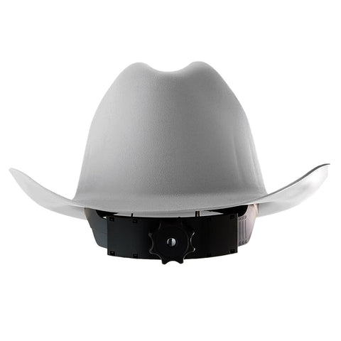 Face and neck coverage from Jackson Safety Cowboy hard hat in bright conditions