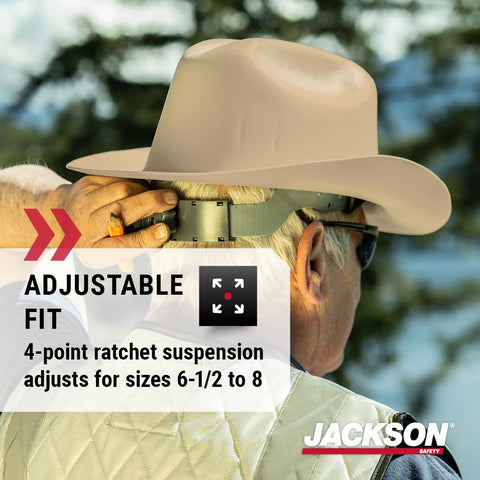 Jackson Safety Cowboy Hard Hat is made in USA with lightweight HDPE