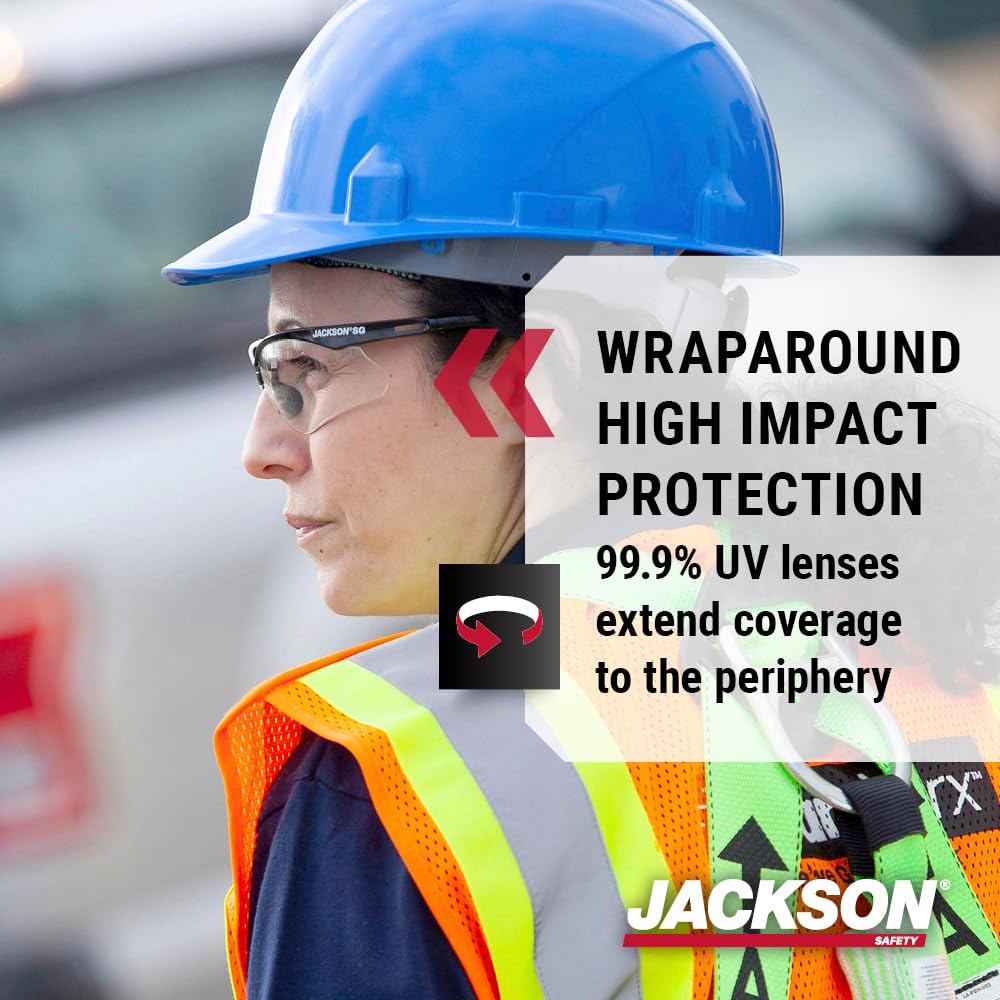 Jackson Safety SG glasses feature soft-touch temples for comfortable all-day wear.