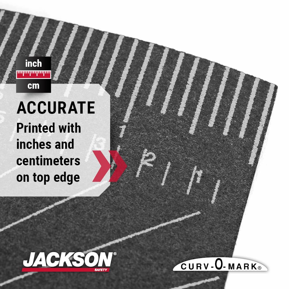 Jackson Safety wrap-around pipe tool shows printed scale for quick inch reads.