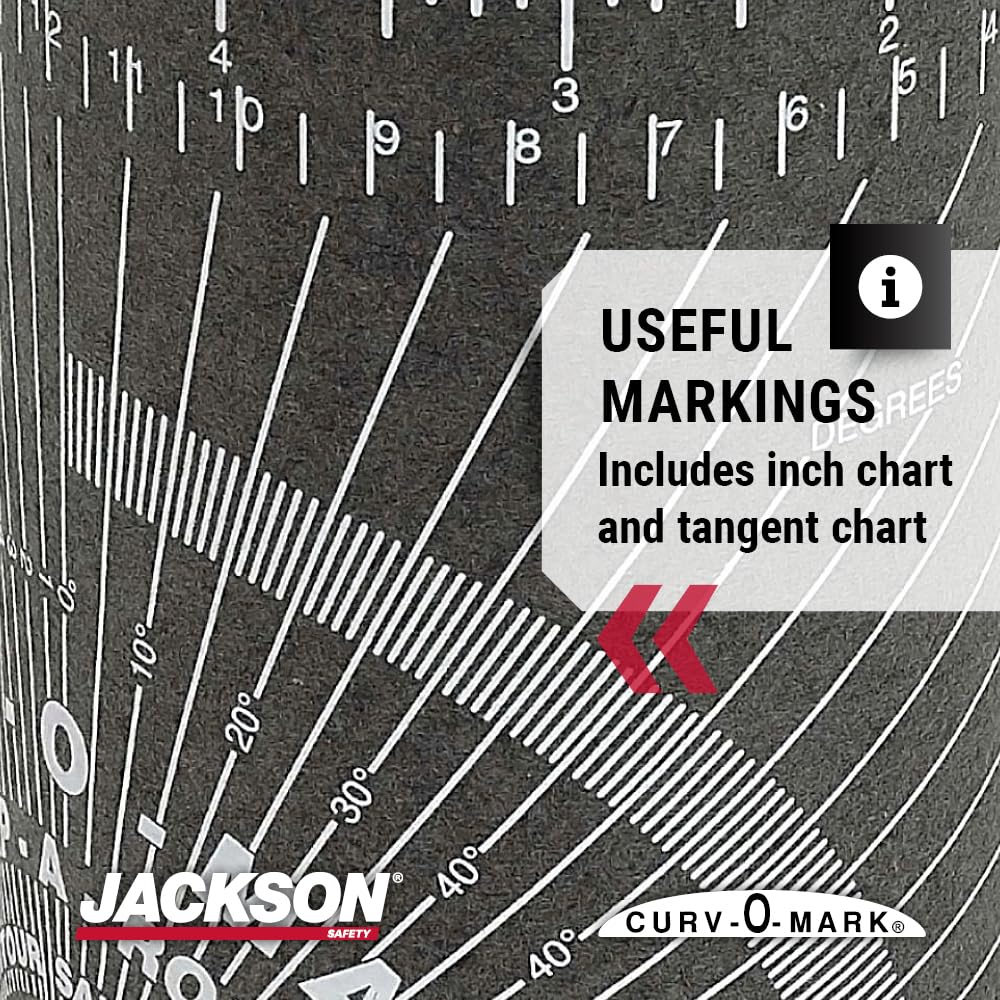 Jackson Safety wrap-around pipe tool features tangent chart for straight-line layout.