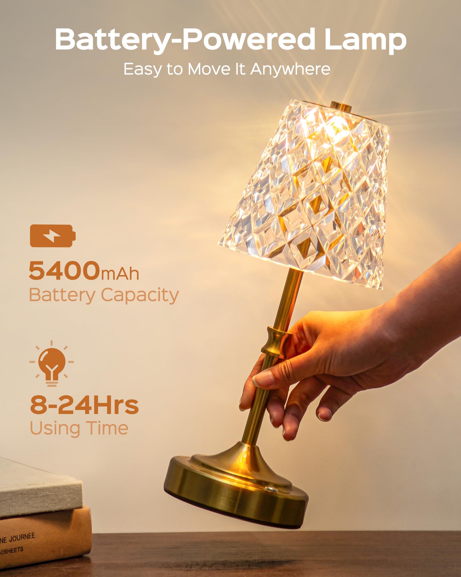 JACKYLED 5400mAh battery powers hours of wireless lighting.