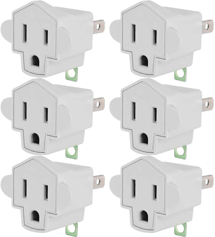 JACKYLED 6-pack 3-to-2 prong adapter front view for grounded-to-ungrounded use