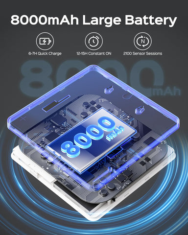 JACKYLED 8000mAh rechargeable battery powers bright lighting without frequent changes.