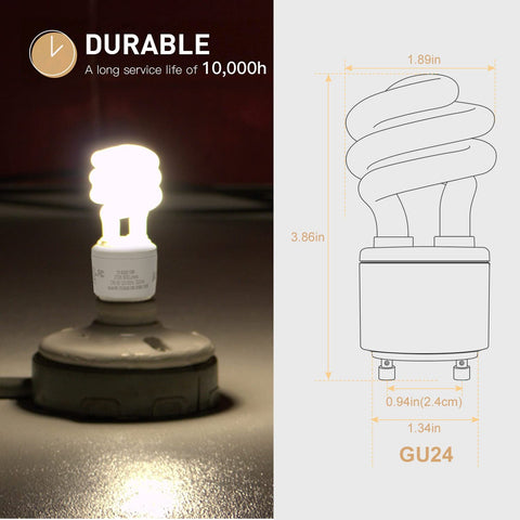 JACKYLED GU24 CFL suitable for kitchens, living rooms, and offices.