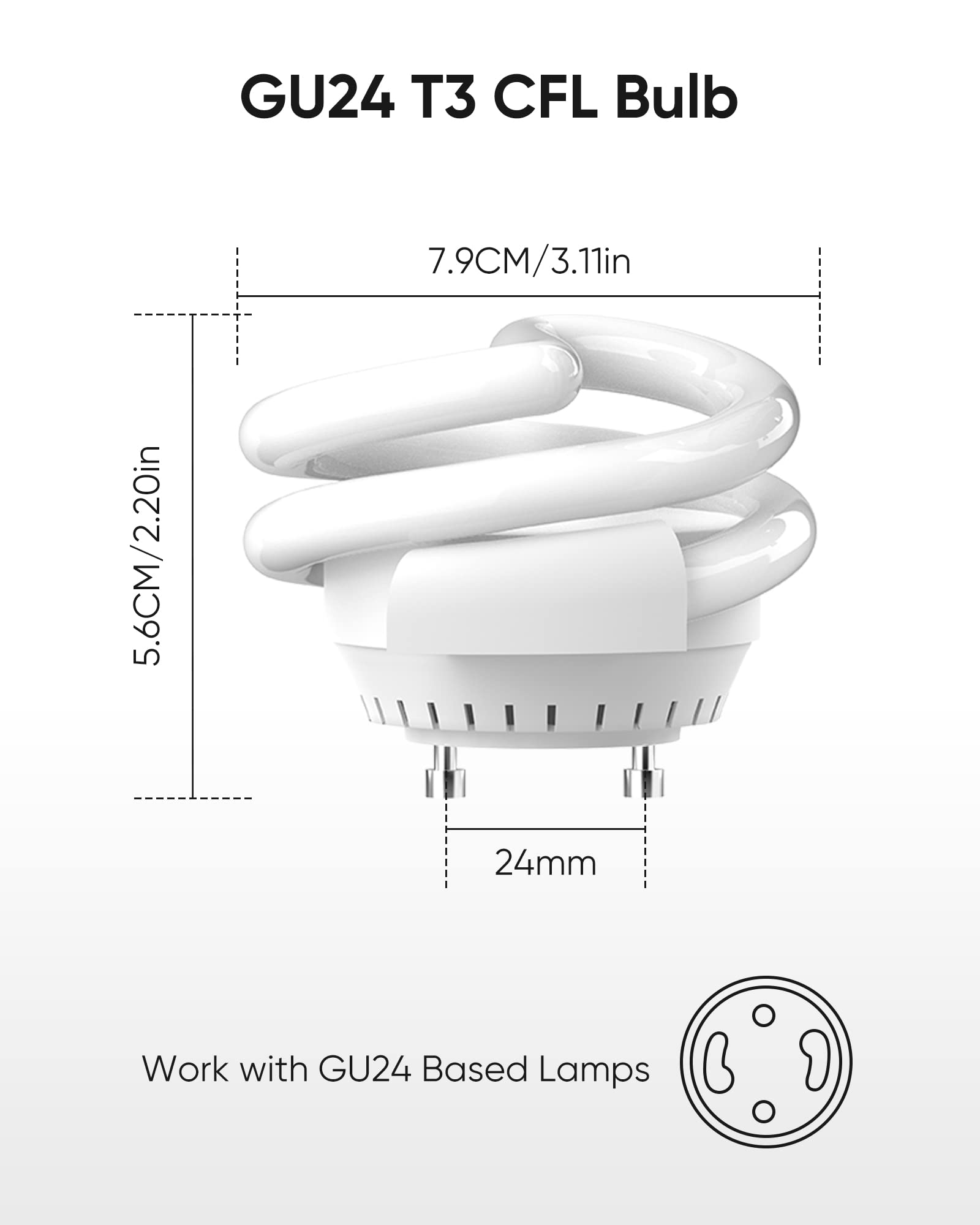 JACKYLED compact design fits shallow shades and covers without protruding.
