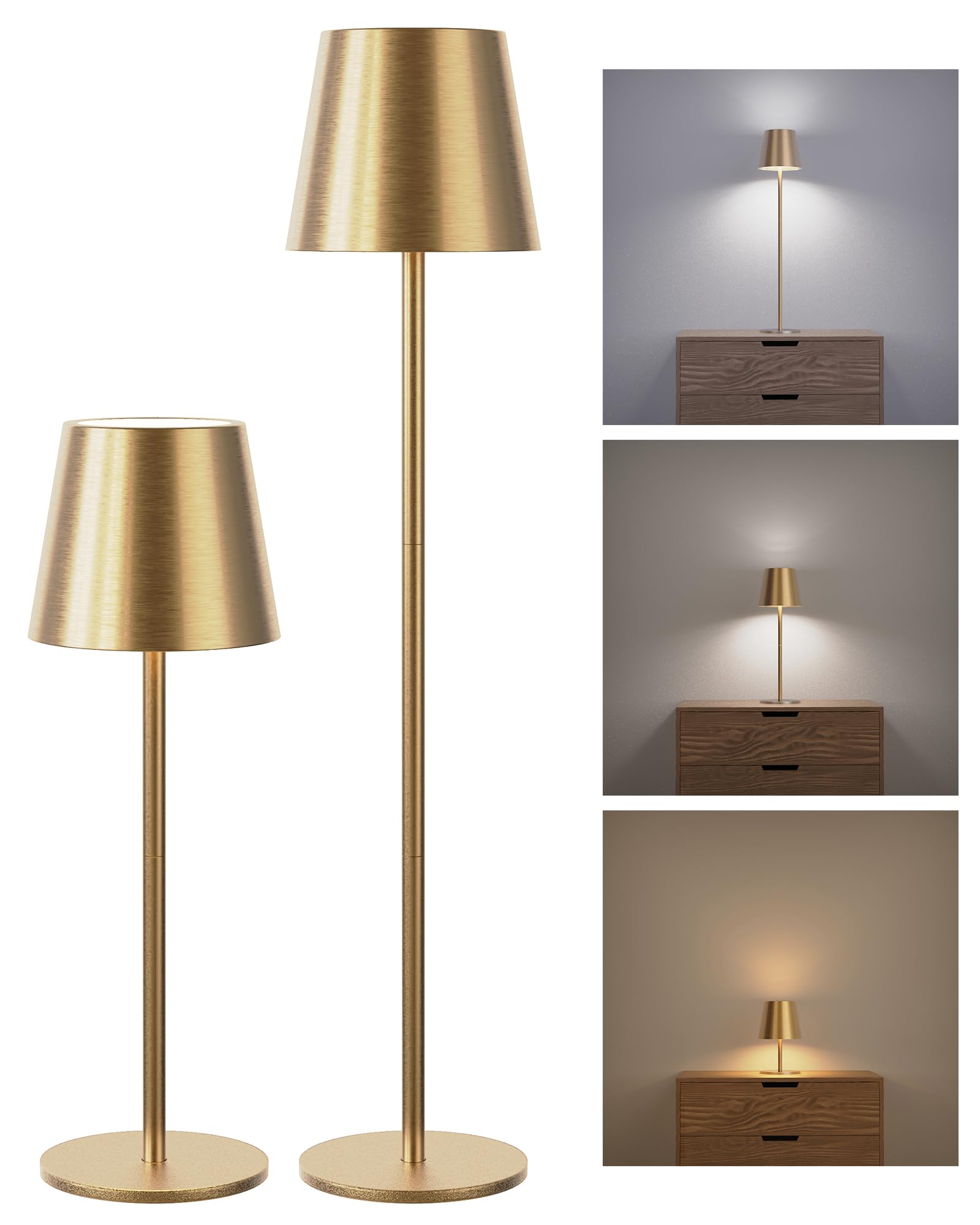 JACKYLED cordless table lamp with 3-height adjustable rods for flexible illumination.