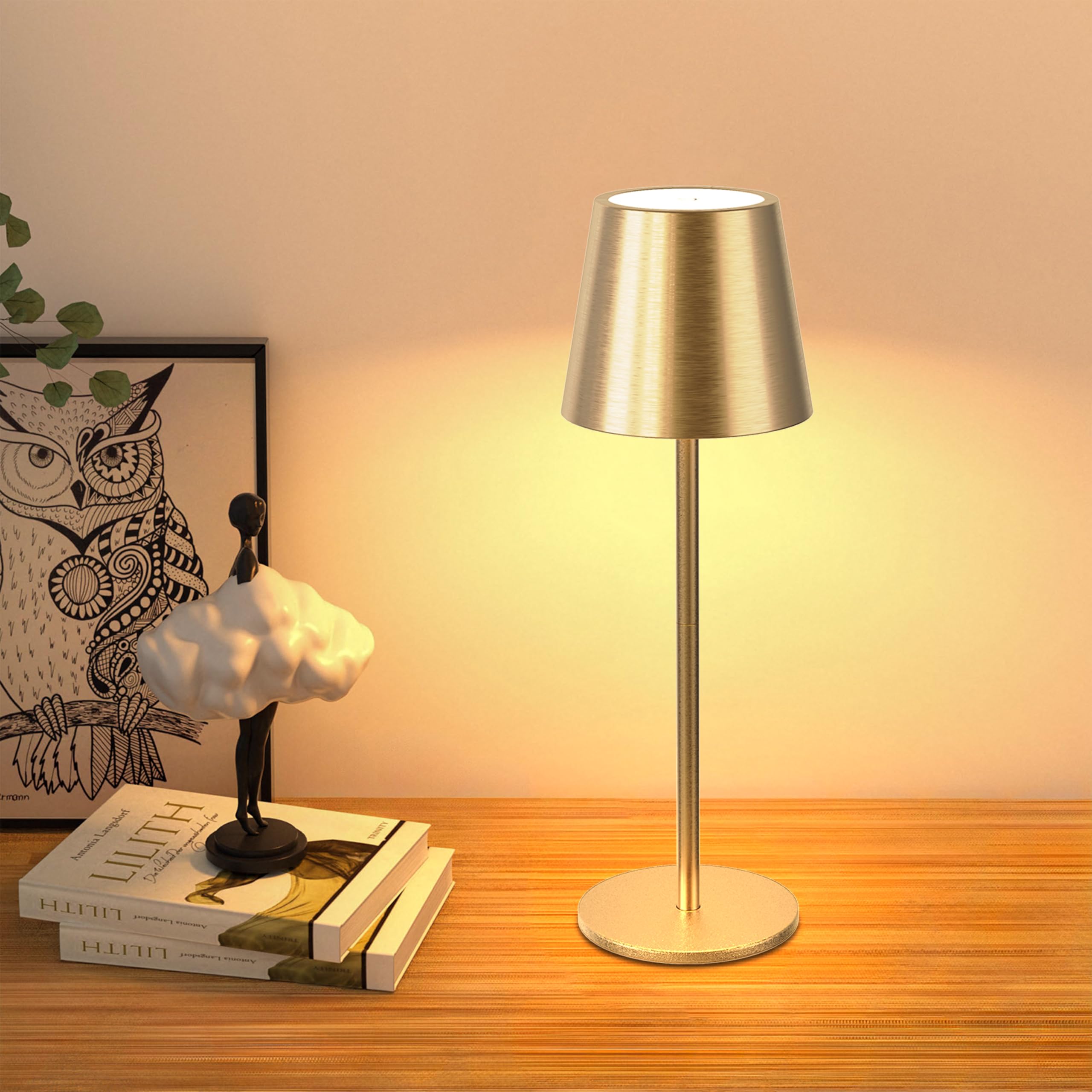 JACKYLED cordless table lamp with 3-height adjustment for flexible lighting