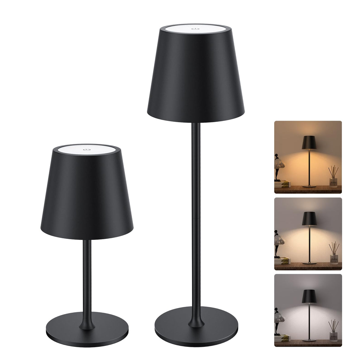JACKYLED cordless table lamp 3-height setup for flexible dining or desk lighting.