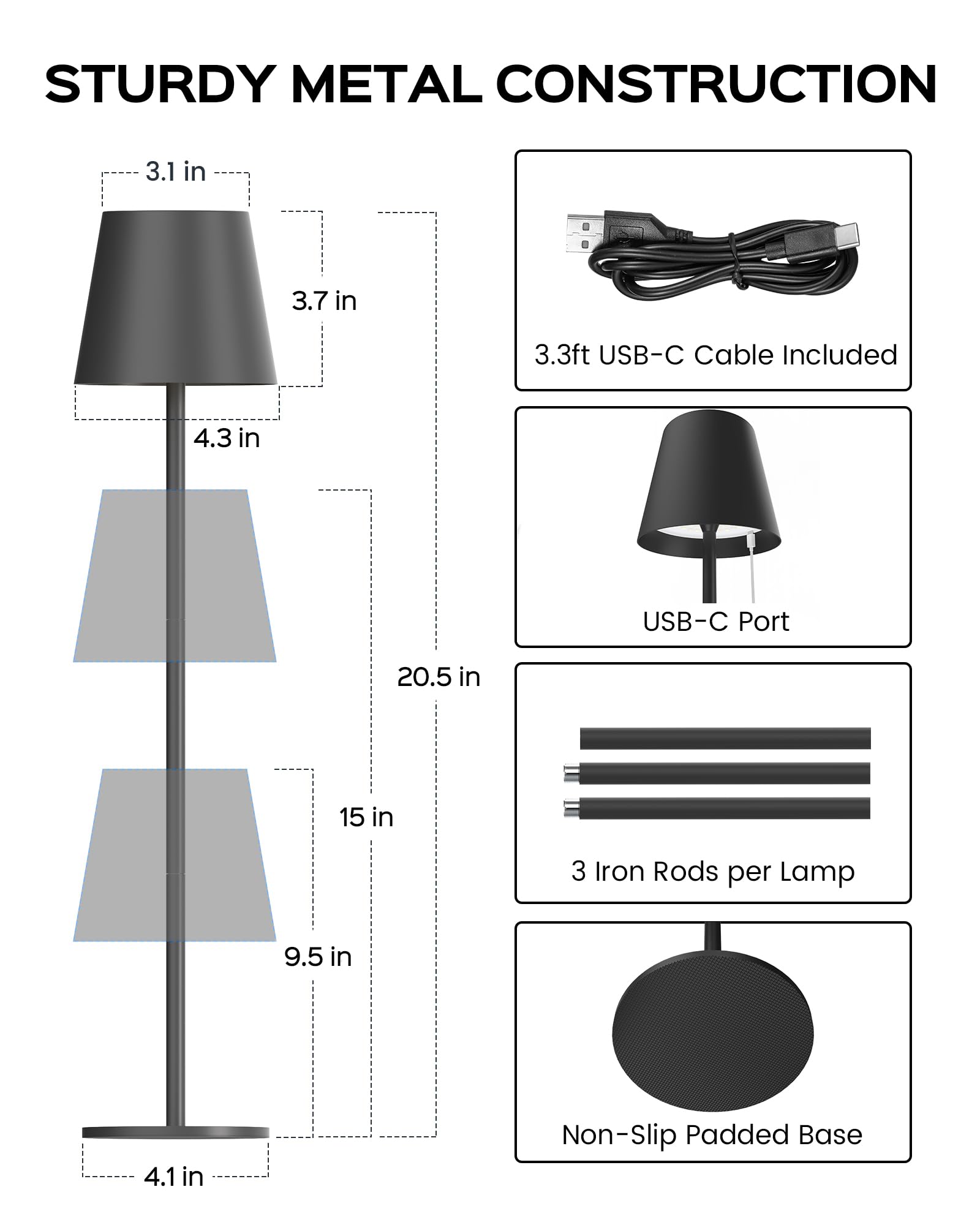 JACKYLED 5000mAh battery powering the lamp for wireless use.