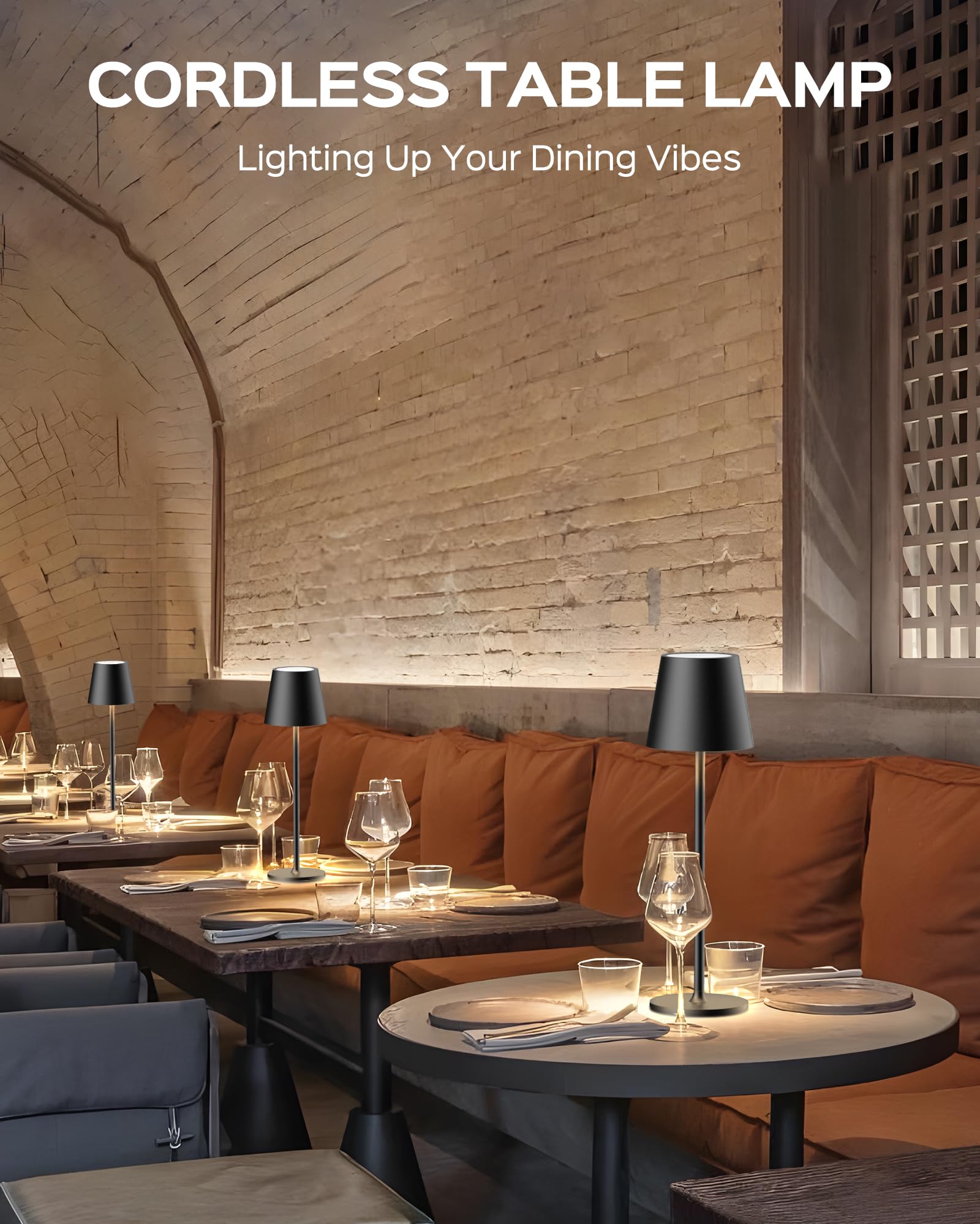 JACKYLED cordless table lamp color temperature options with dimming for ambiance.