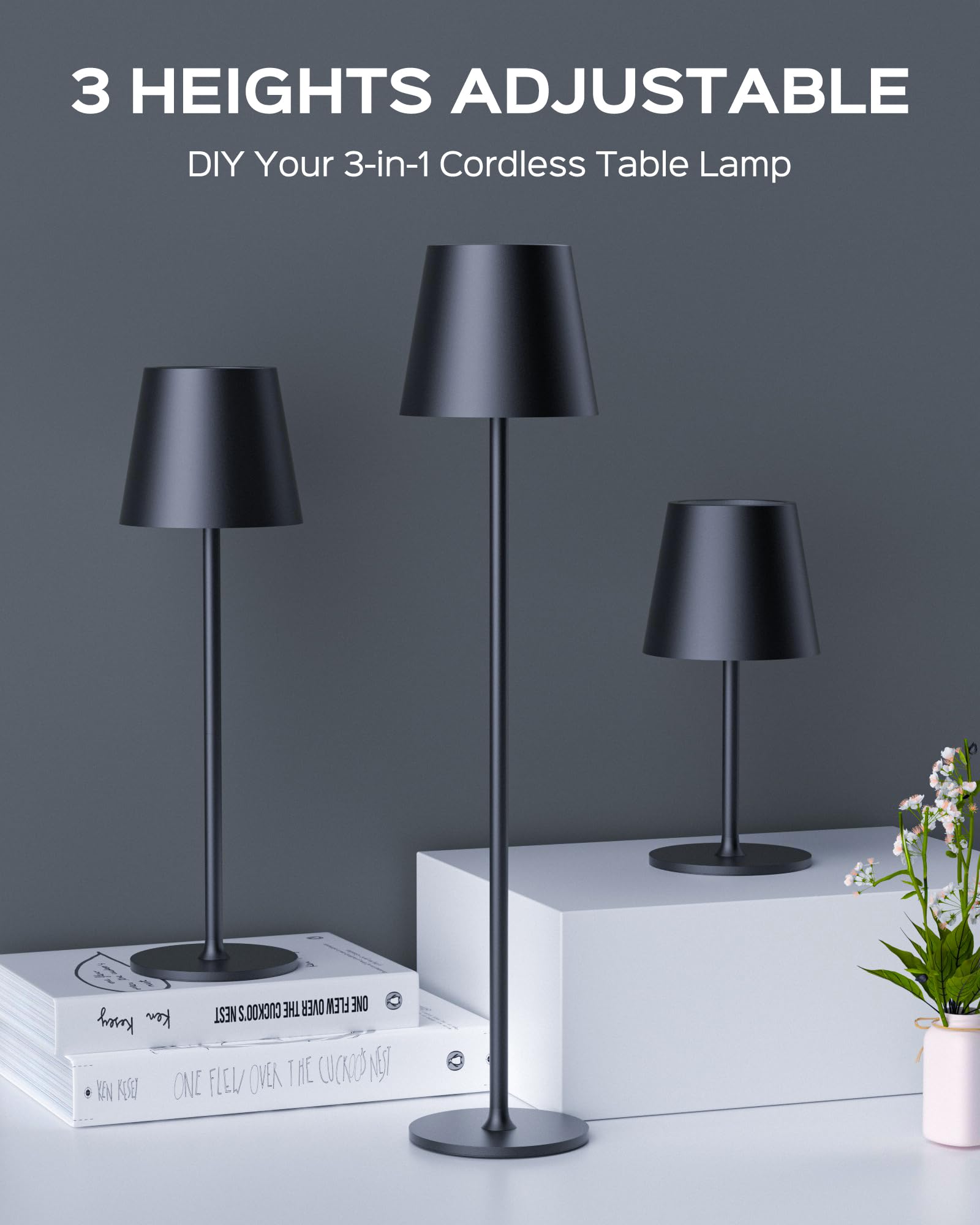 JACKYLED cordless table lamp high-CRI lighting for true colors at meals.