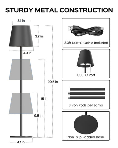 JACKYLED cordless table lamp portable for outdoor dining and camping.