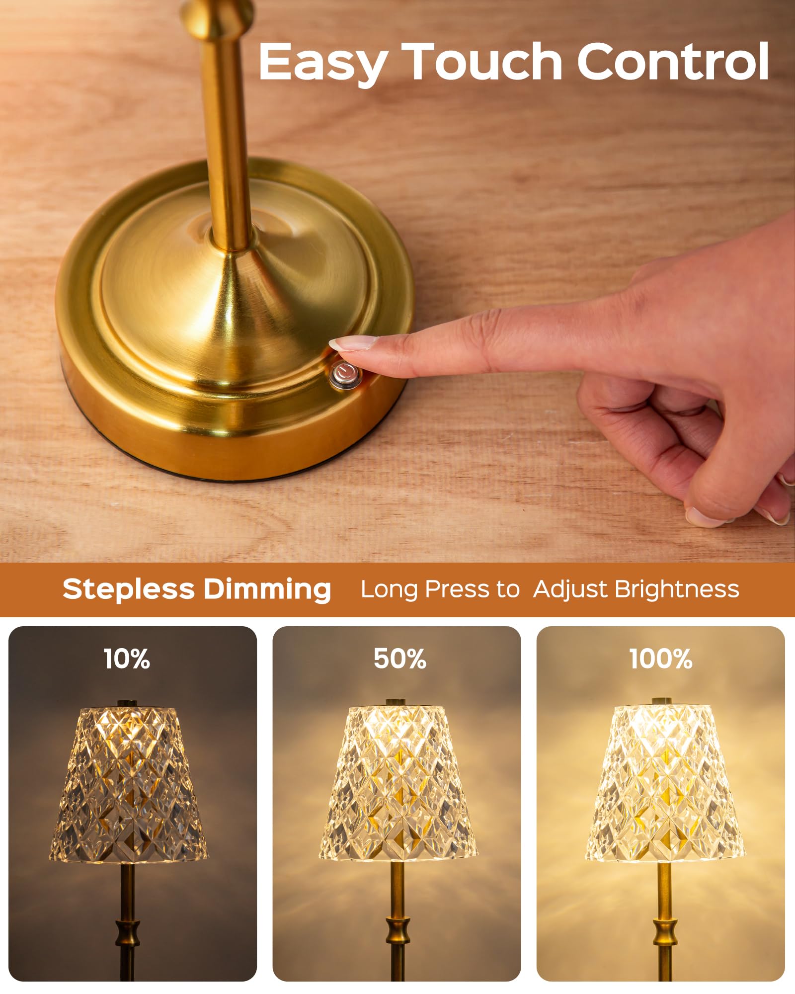 JACKYLED gift-ready lamp with crystal aesthetics and vintage gold accents.
