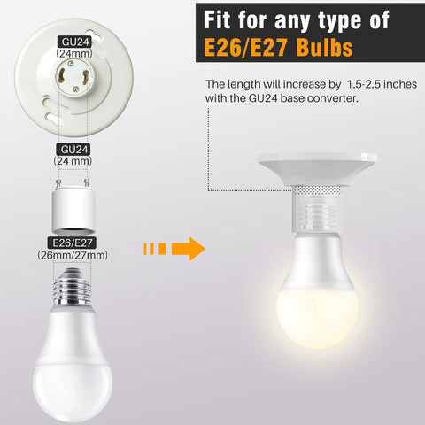 JACKYLED GU24 to E26/E27 adapter supports up to 150W and 250V.