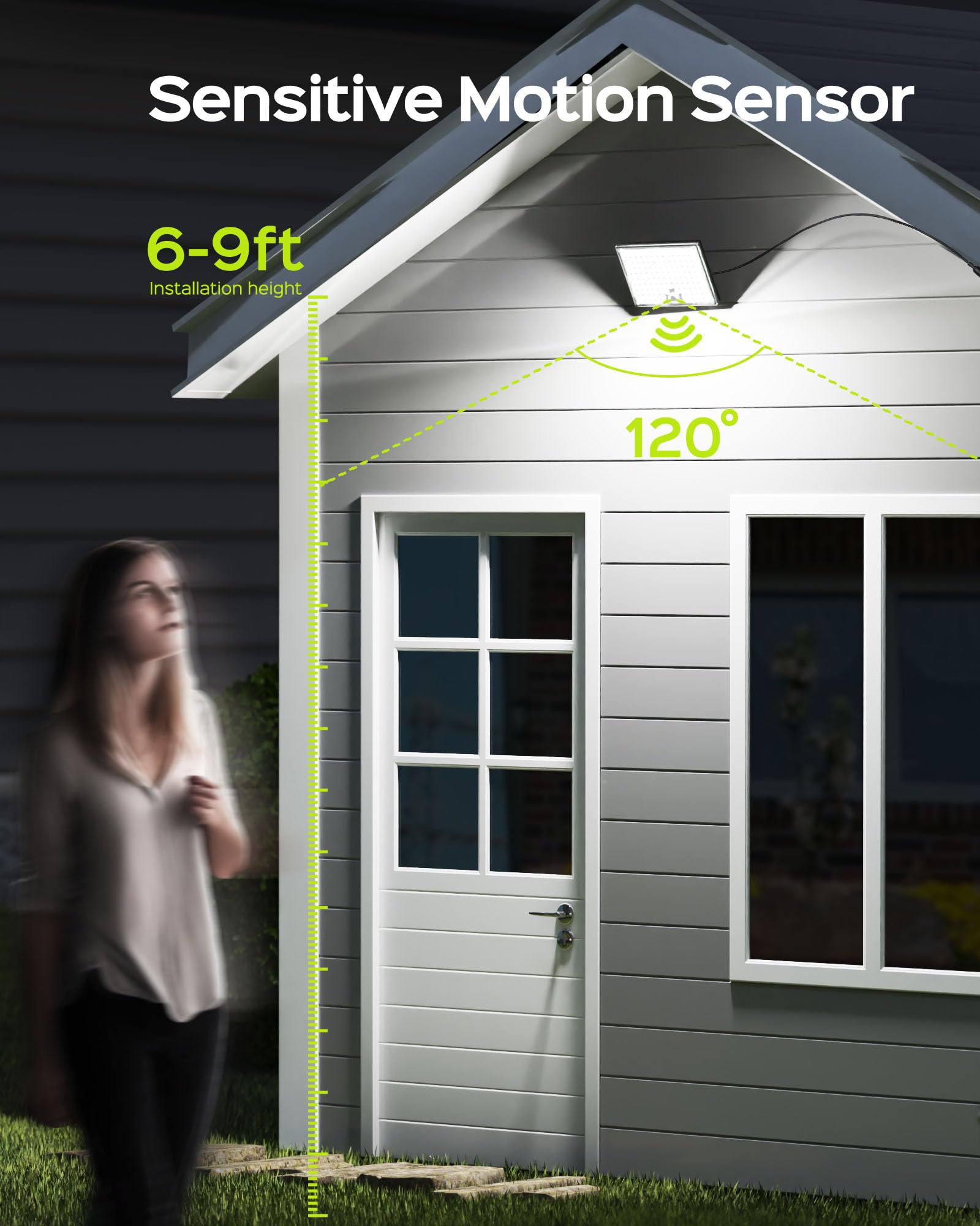 JACKYLED dusk-to-dawn mode keeps walkways lit with low energy.