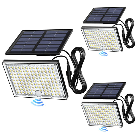 Jackyled solar panel and light setup enables flexible outdoor lighting placement.