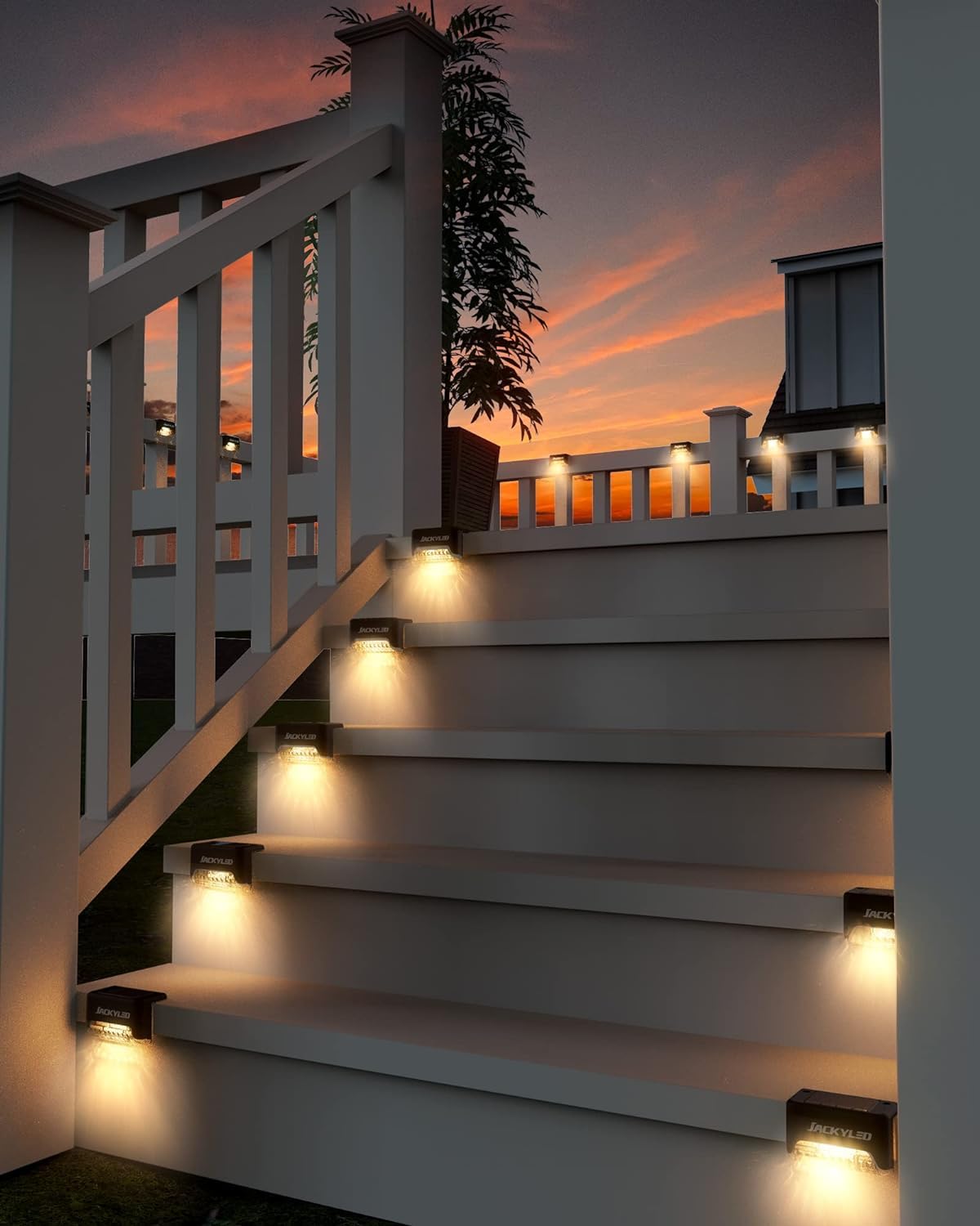 JACKYLED step light mounting with screws ensures sturdy installation on steps.