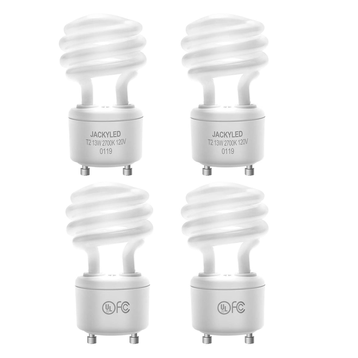 JACKYLED UL-listed 13W GU24 CFL bulb provides warm 2700K light and energy savings