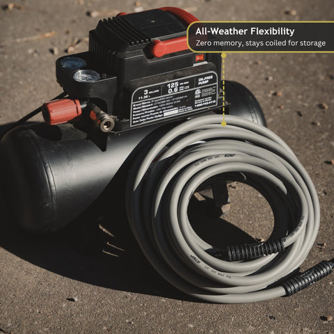 JACO FlexPro hose demonstrates cold-weather flexibility and kink resistance.