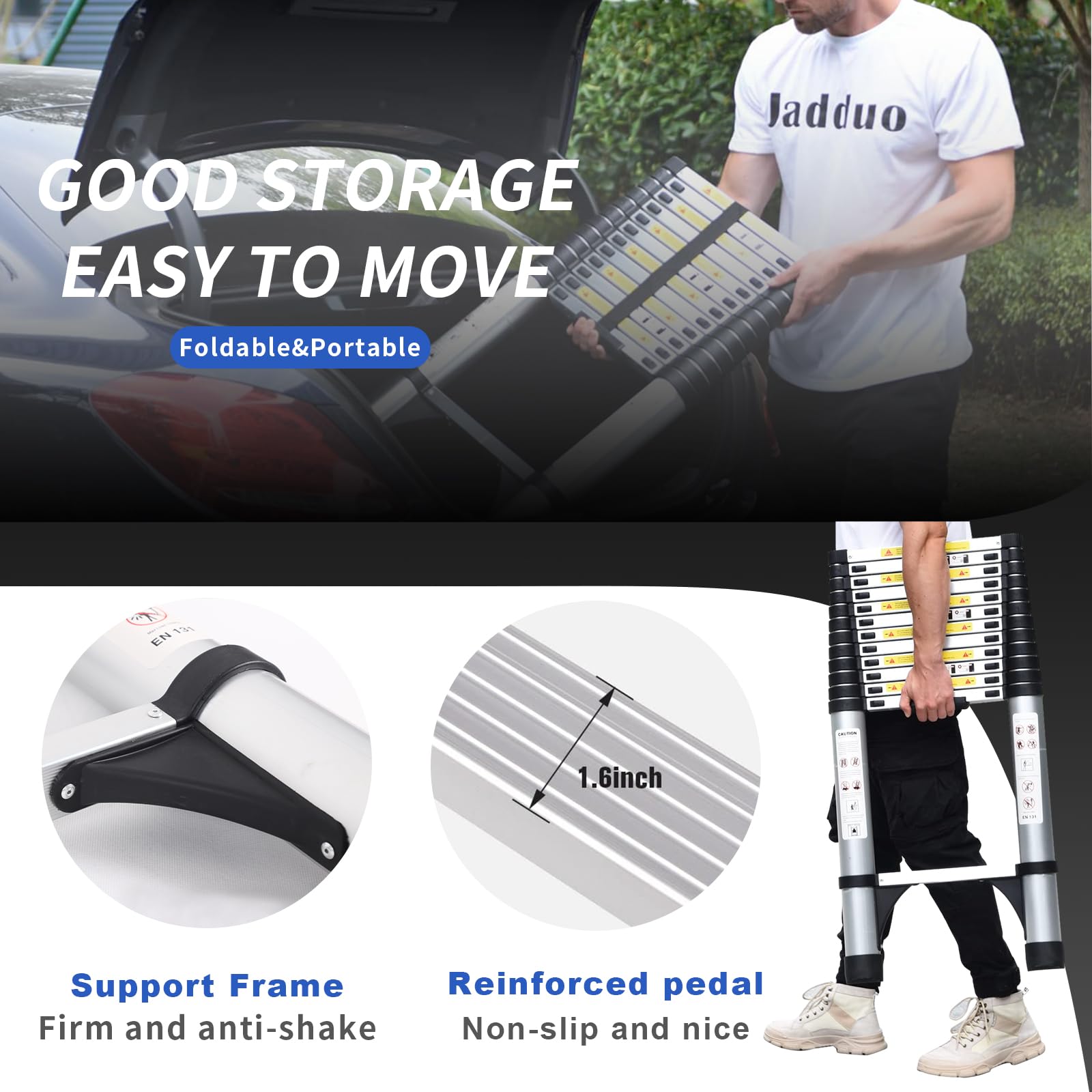 JADDUO anti-slip pedals enhance stability during tasks.