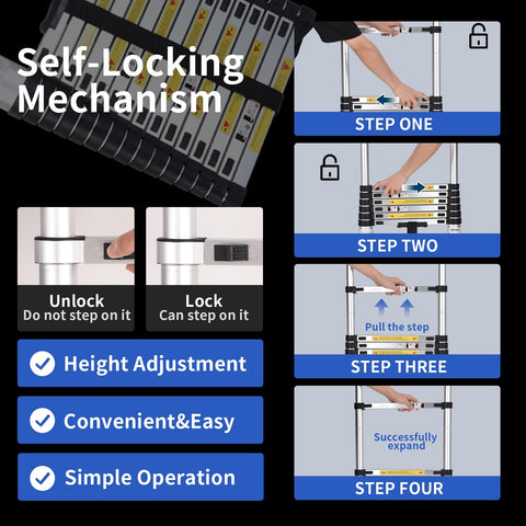 JADDUO ladder folds to compact storage beside furniture.