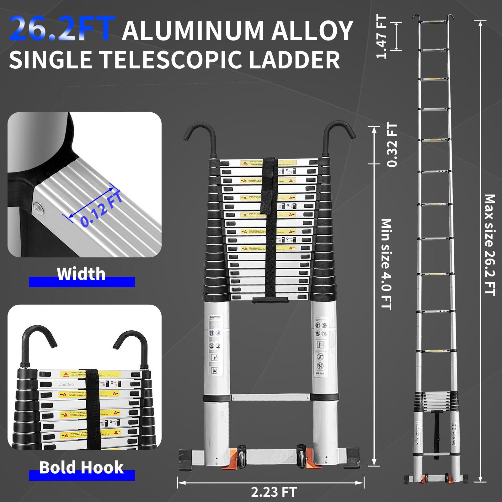 JADDUO telescoping ladder a-frame-setup enables versatile ceiling access with stability.